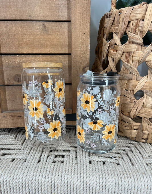 Sunflower 16oz Glass Cup