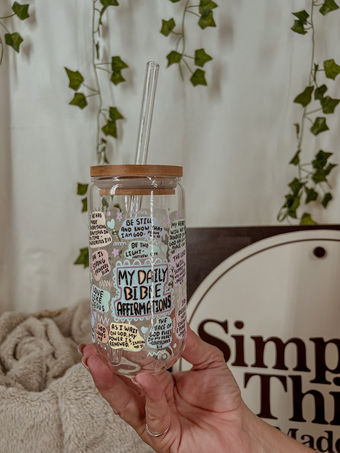 Daily Bible Affirmations Glass Cup