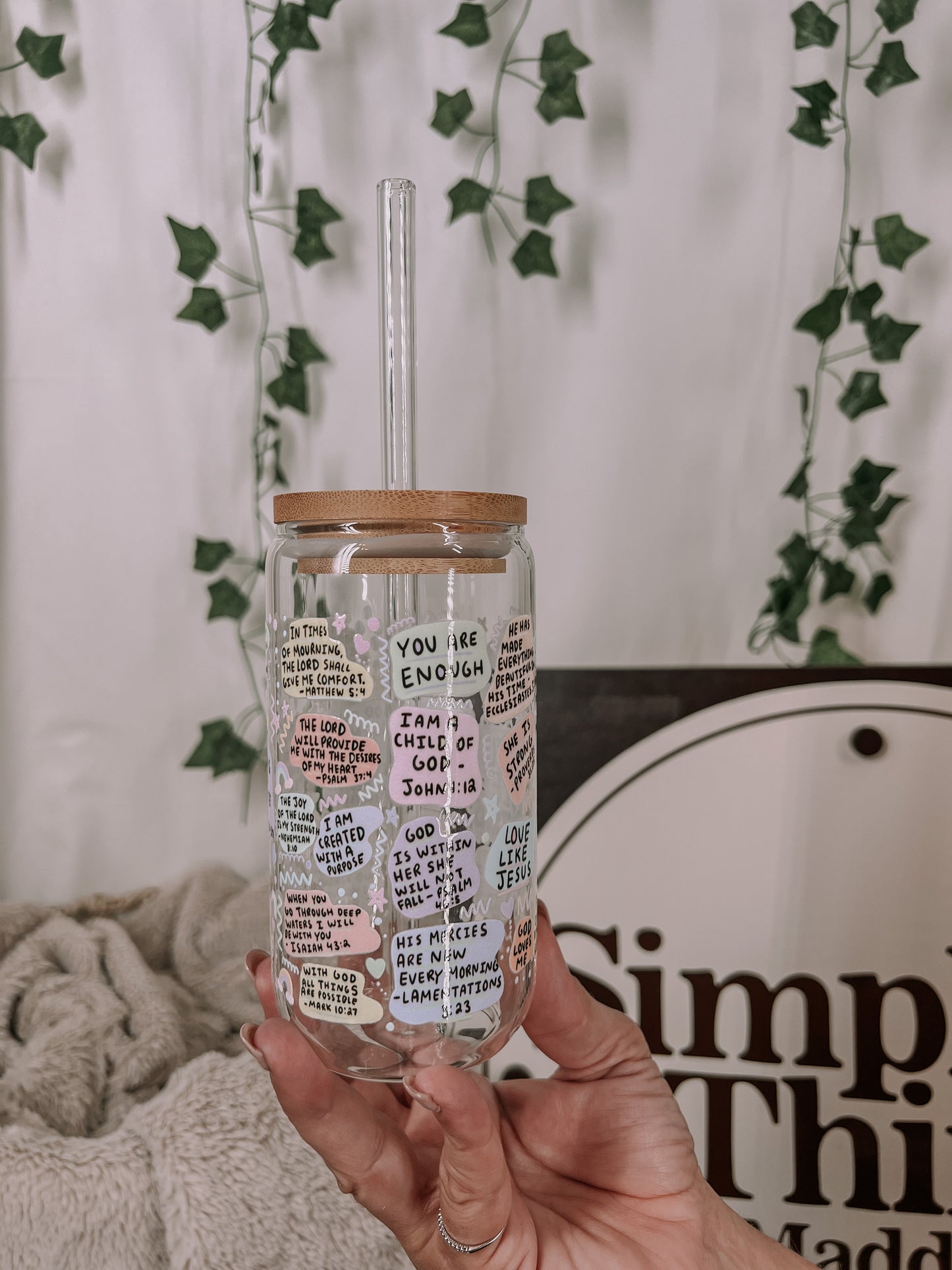 Daily Bible Affirmations Glass Cup
