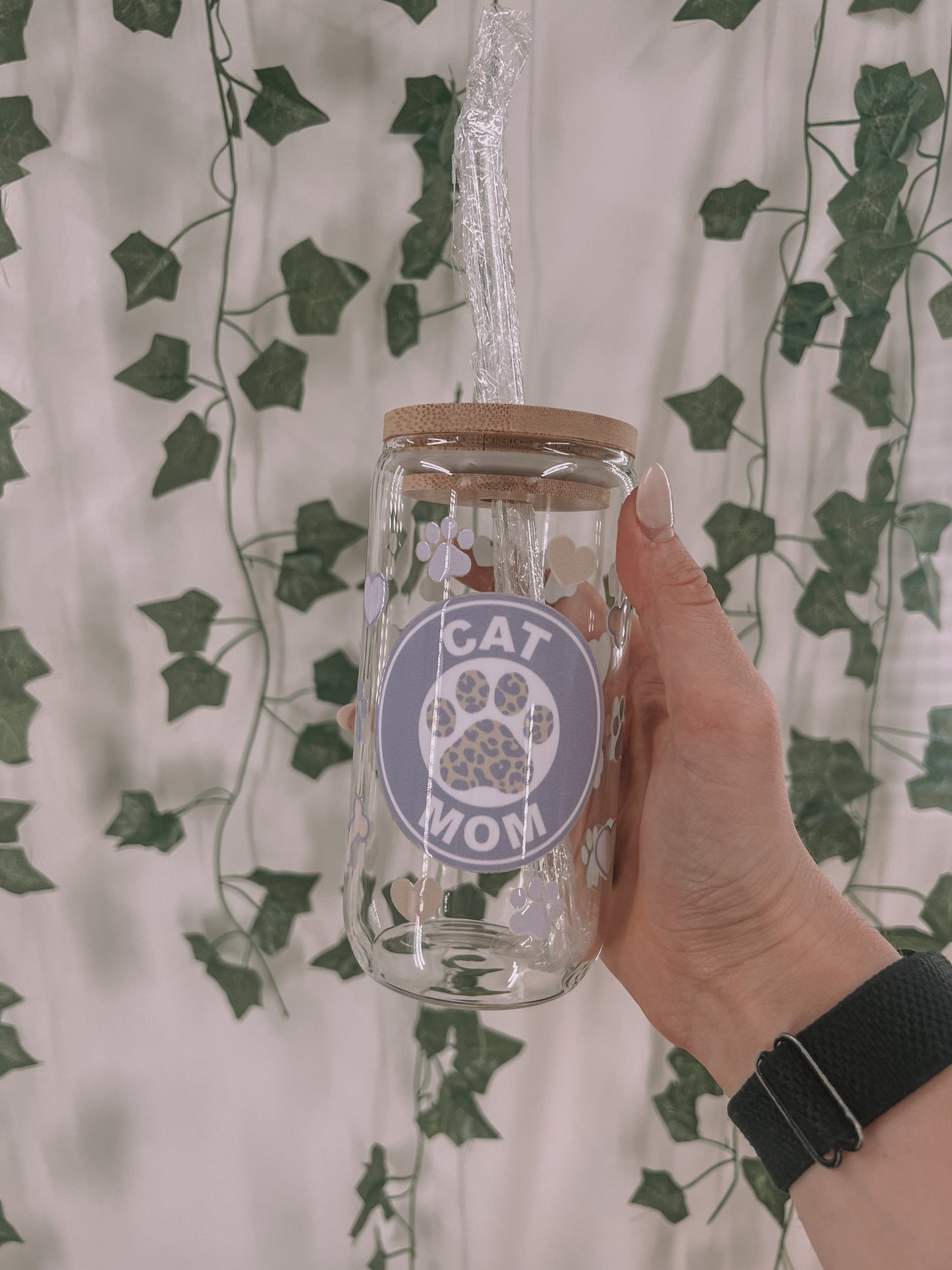 Cat Mom Glass Cup