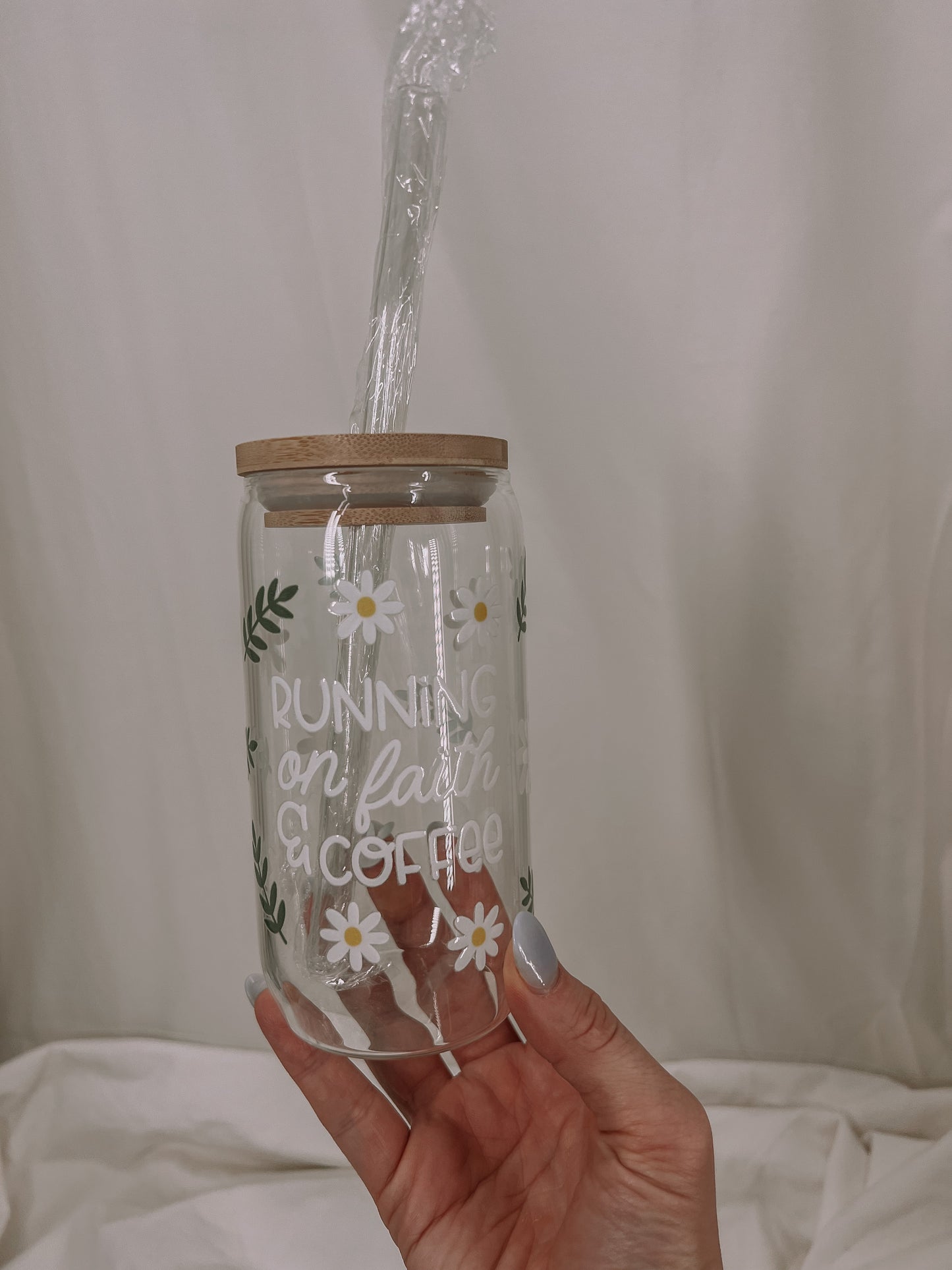 Running on Faith & Coffee Glass Cup