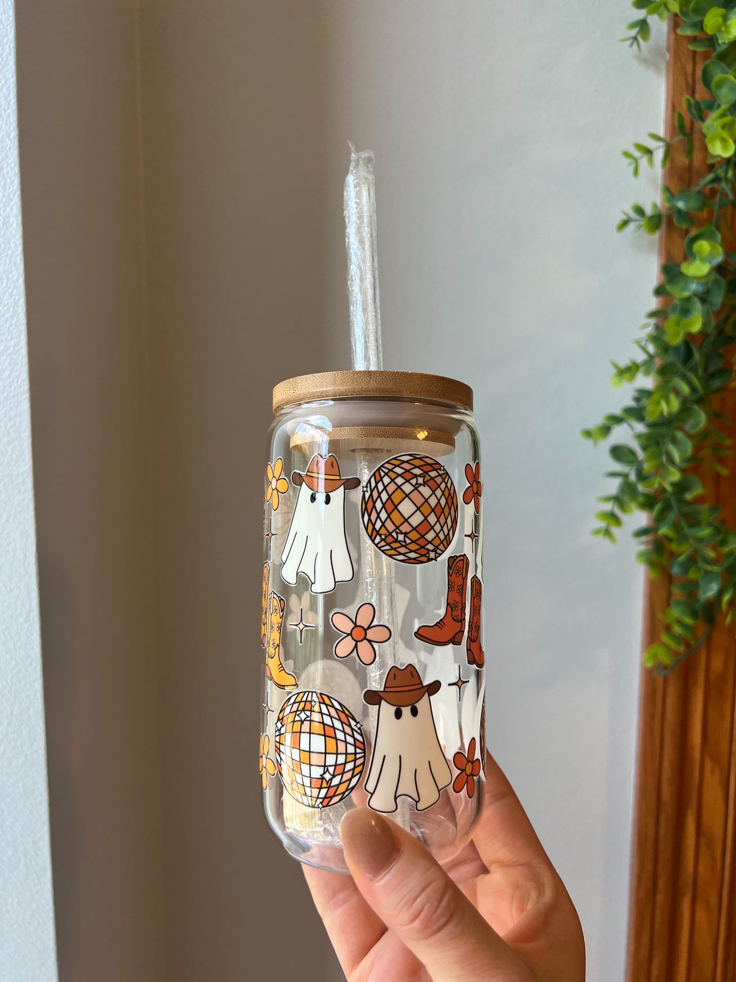 Dancing Western Ghost Theme Glass Cup