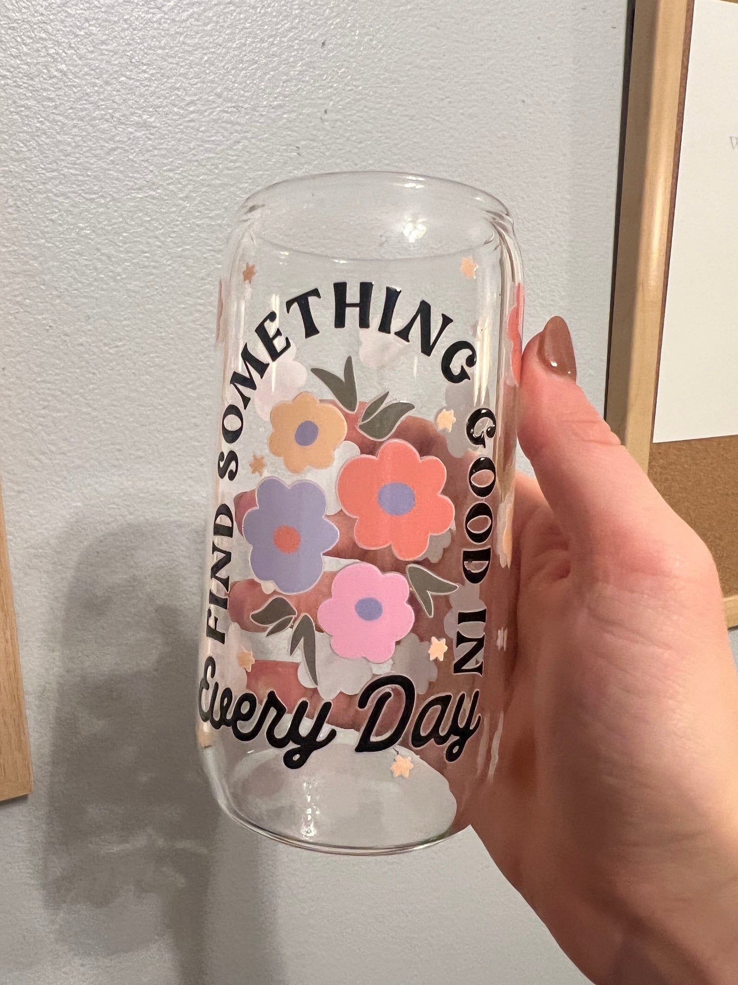 Find Something Good Glass Cup w/ Lid and straw, Oopsie