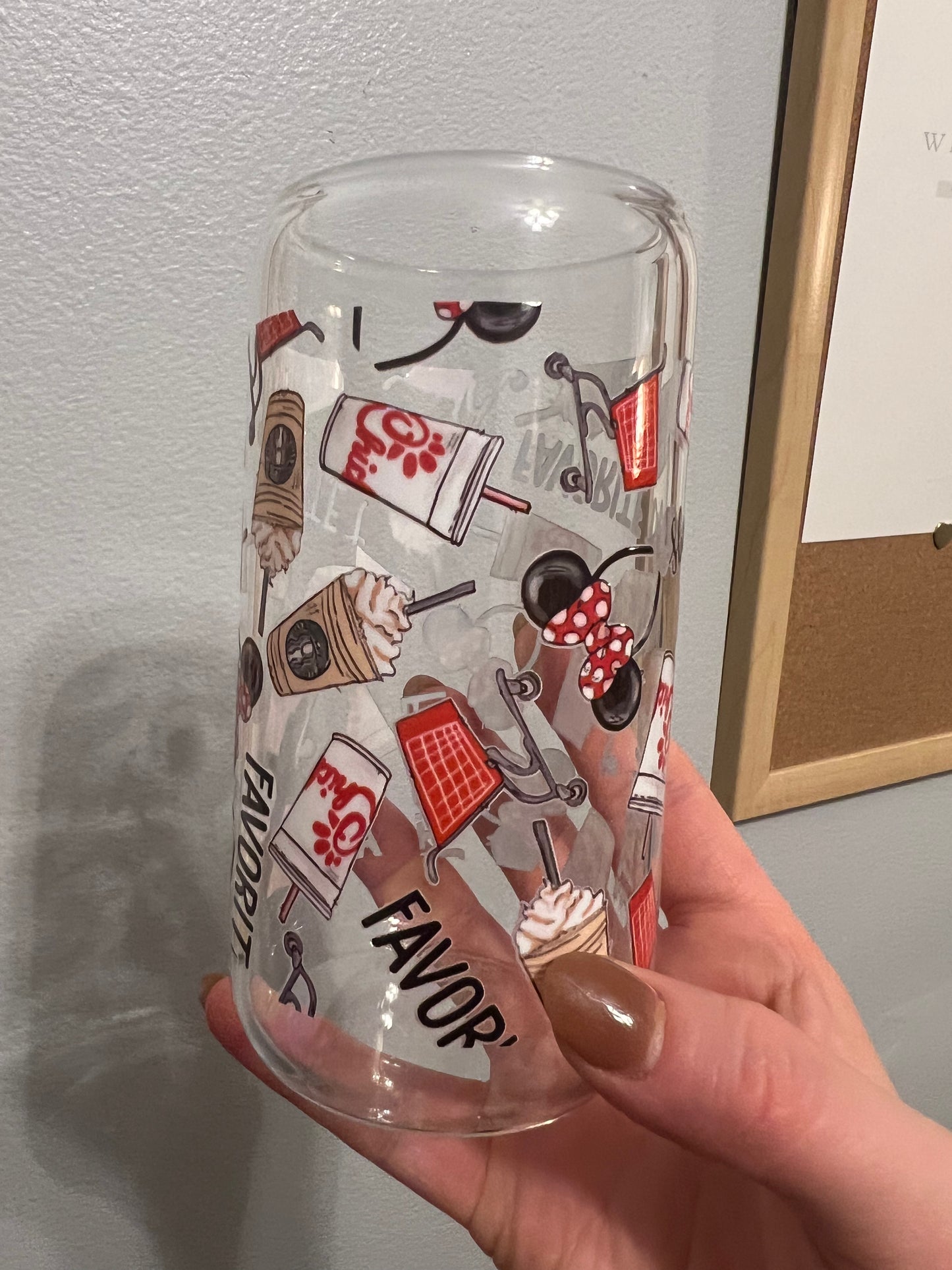 My Favorite Things Glass Cup w/ Lid and straw, Oopsie