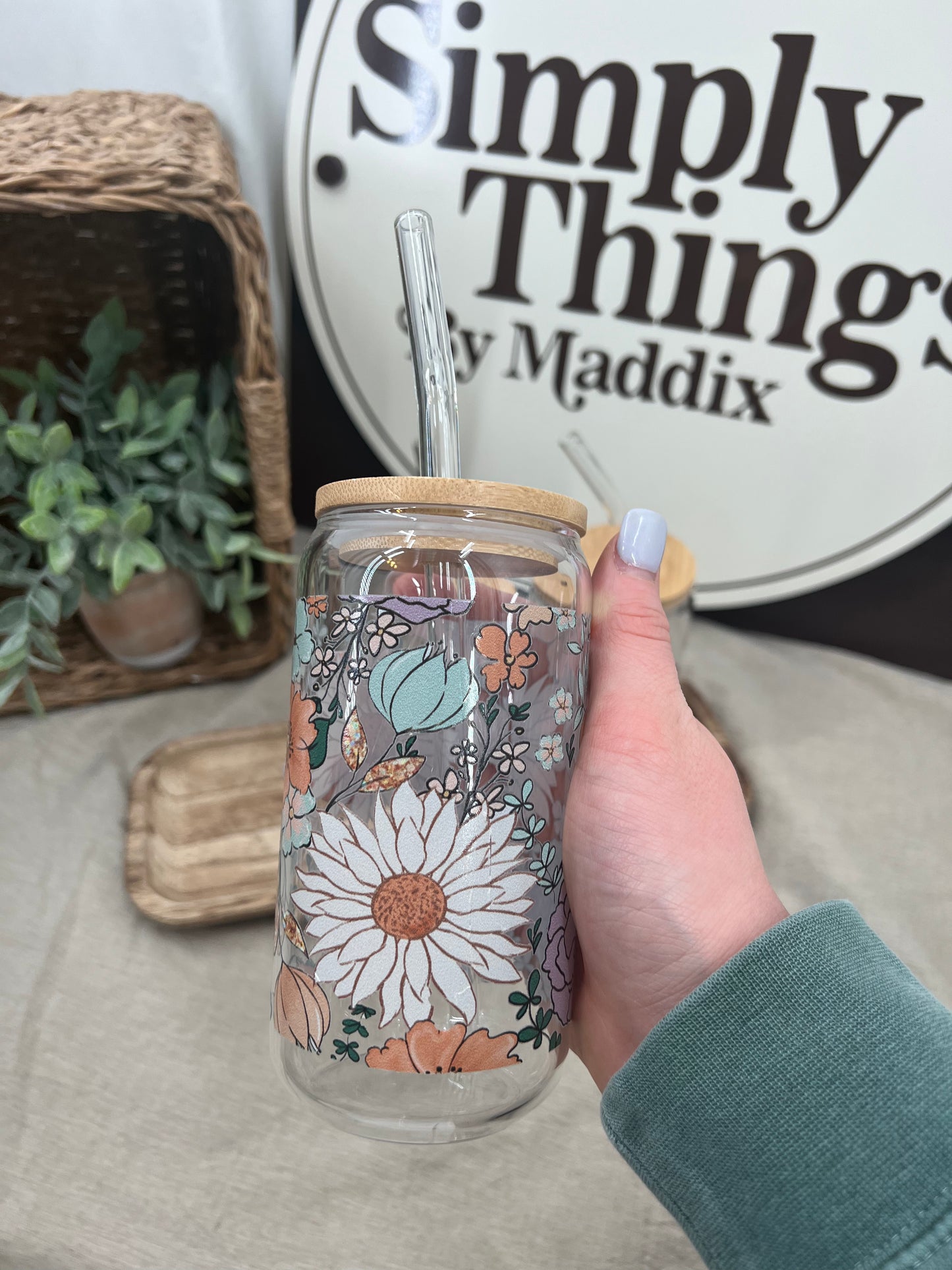 Imperfect Multi-Floral Glass Cup