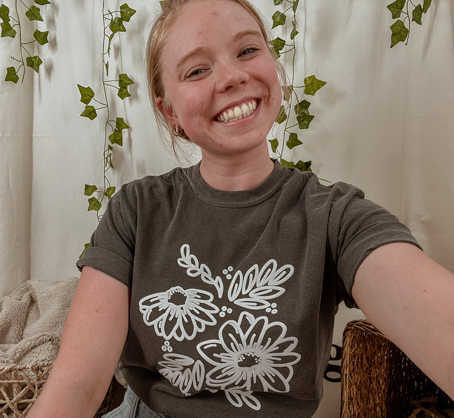 Florals n Green Tee