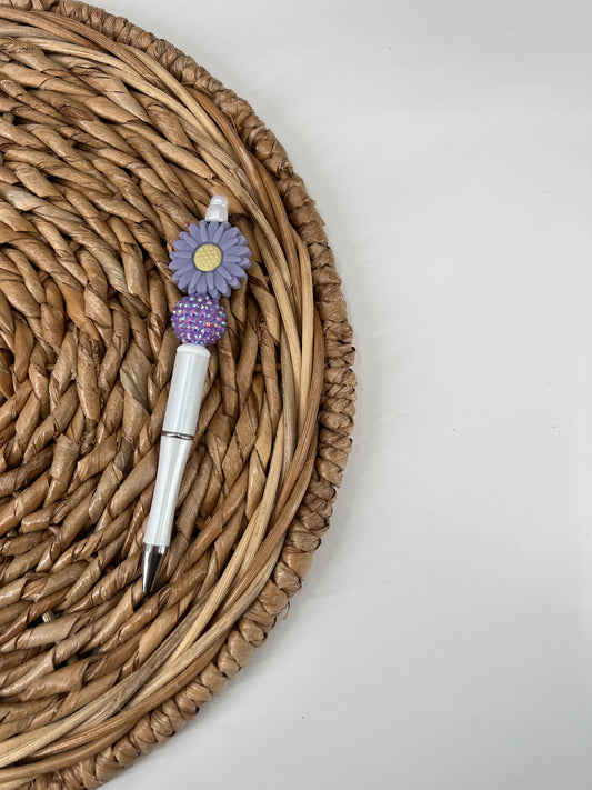 Purple Daisy Bead Pen