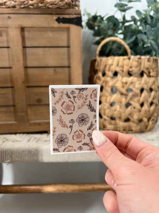 Patch Pattern: Tan and Brown Florals Sticker