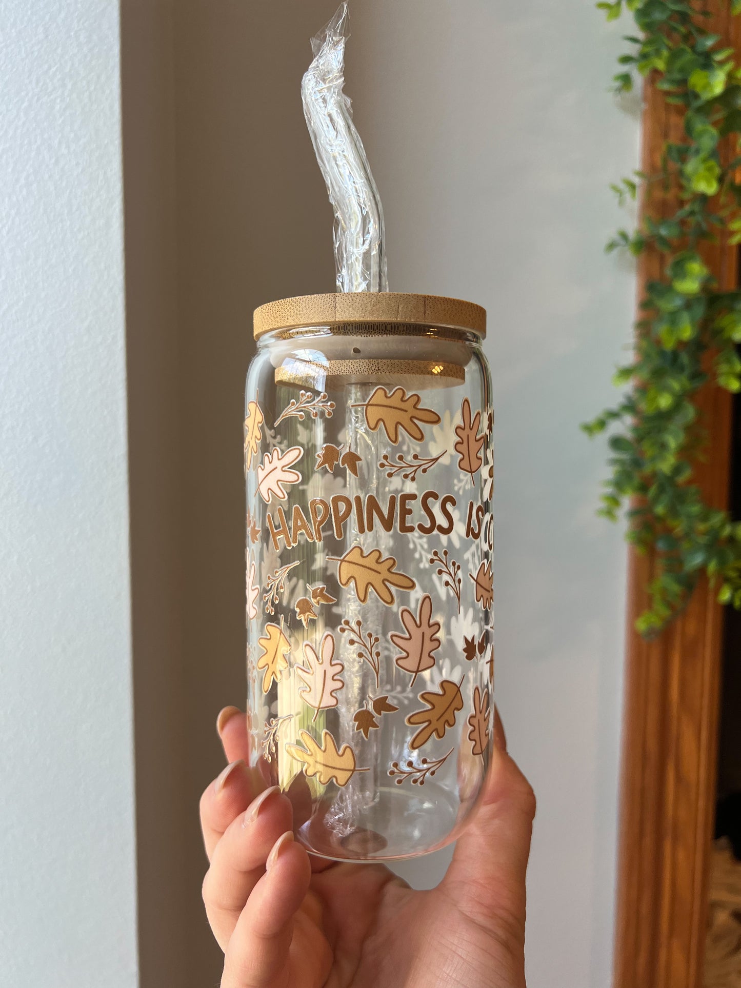 Fall Happiness Glass Cup