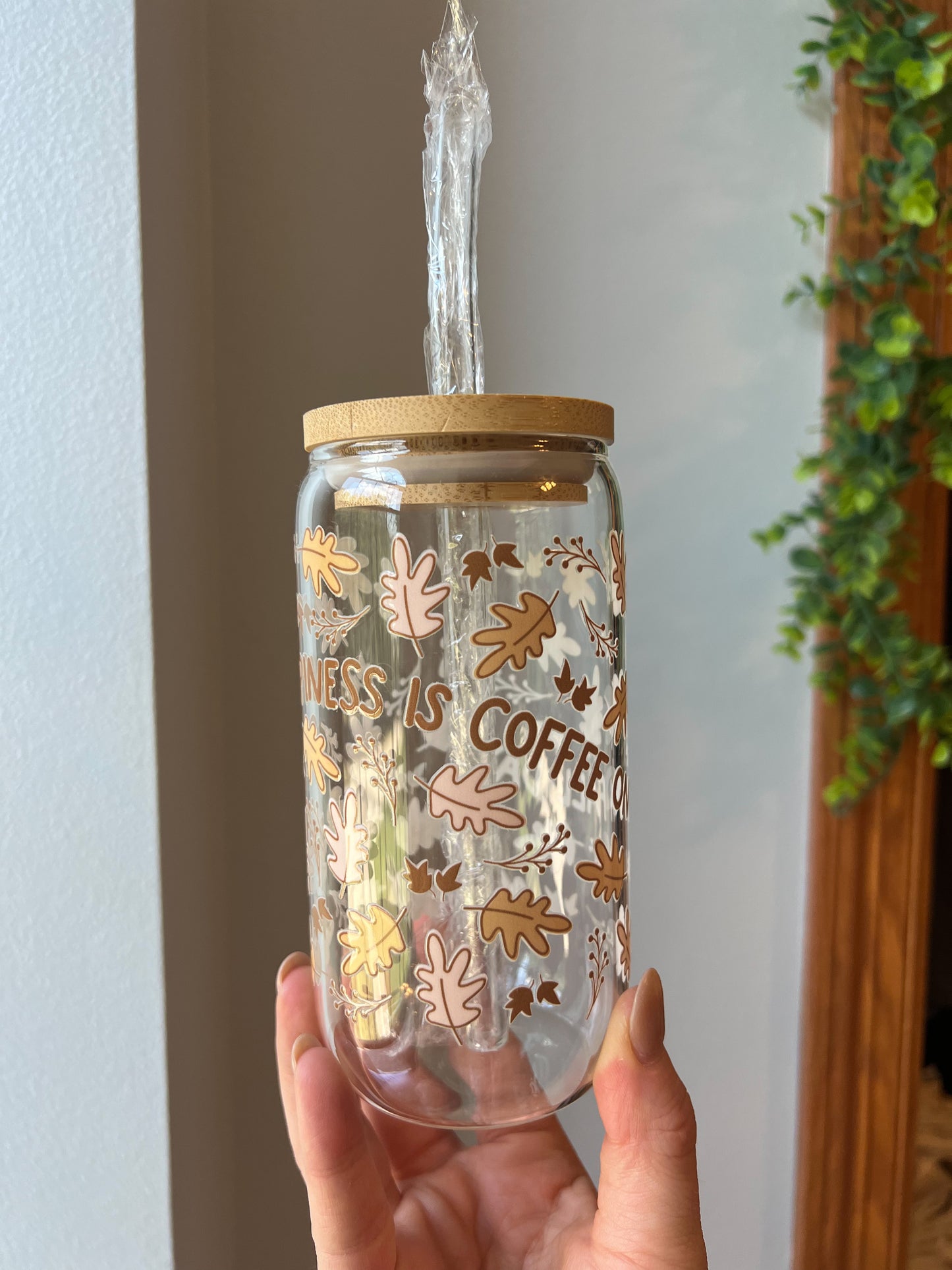 Fall Happiness Glass Cup