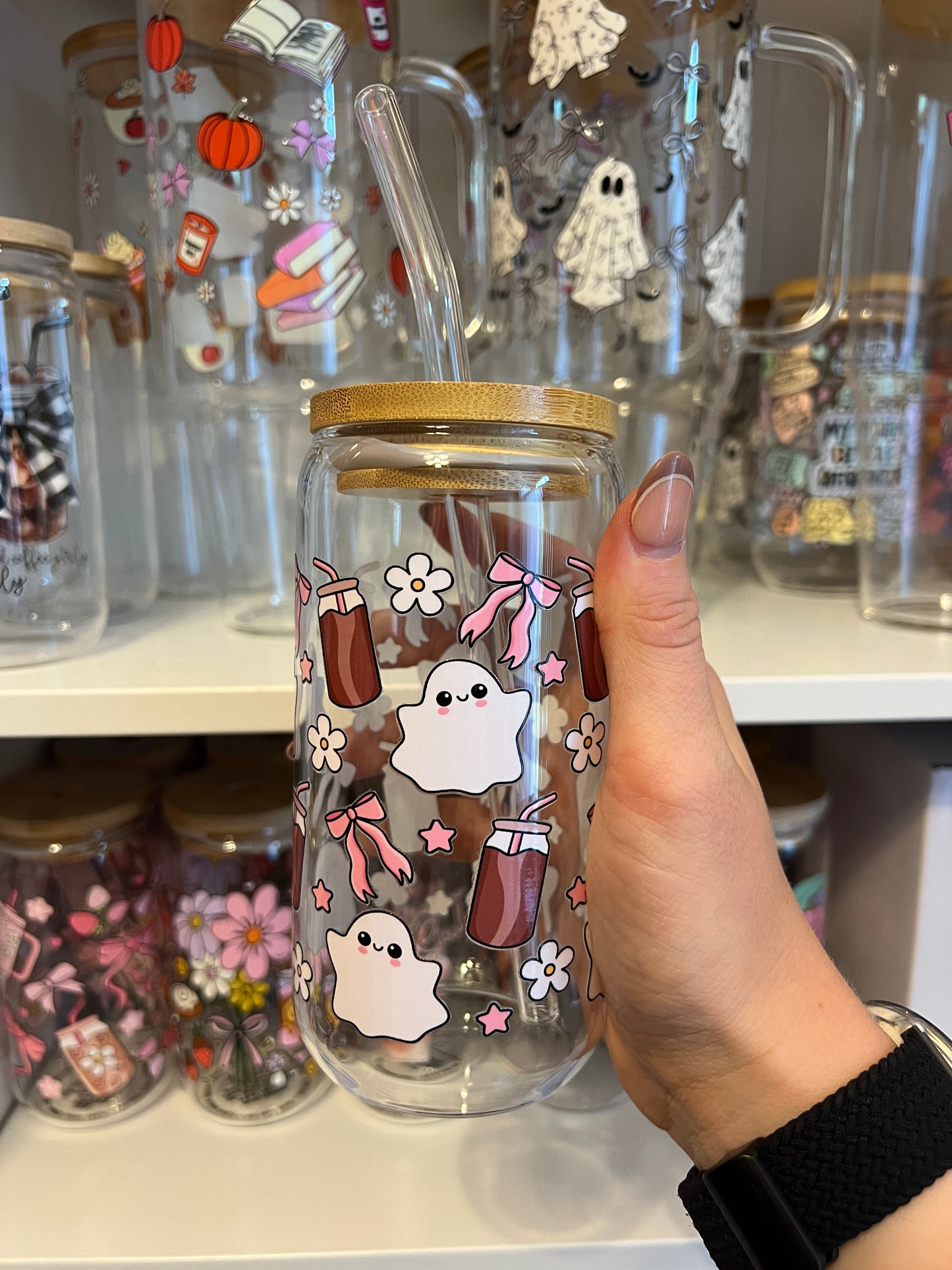 Ghost and Coffee Glass Tumbler