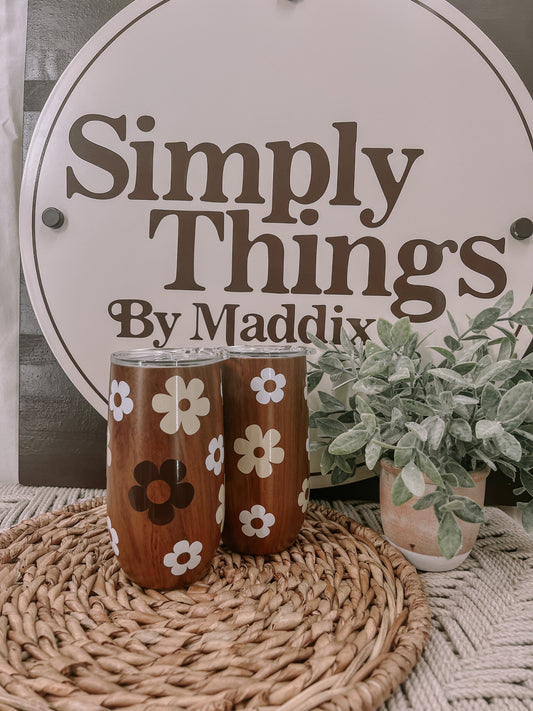 Flowers Wine Tumblers OPTIONS AVAILABLE